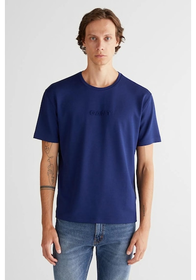 Gant Erkek Mavi Emboss C-neck T-shirt-11407 Mavi
