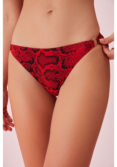 Suwen Red Snake Detaylı Desenli Bikini Alt Sb254451025d1025 Kırmızı Yılan Desenli