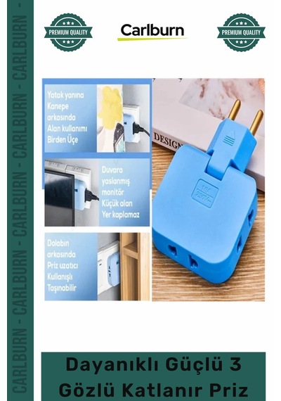 3lüpriz Şık Modern Tasarım Çoklu Elektrik Ünitesi Dayanıklı Pratik Güçlü 3 Gözlü Katlanır Priz