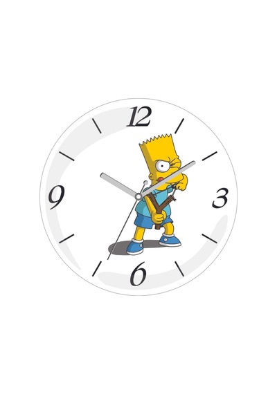 Bart Simpson Sapan 30 Cm Bombeli Gerçek Cam Duvar Saati Siyah