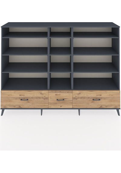 Hyperion Dolap 12 Raflı 3 Çekmeceli 220x44x163 Antrasit-antrasit Antrasit-antrasit/çam Hyperion Dolap 12 Raflı 3 Çekmeceli 220x44x163 Antrasit-antrasit Antrasit-antrasit/çam