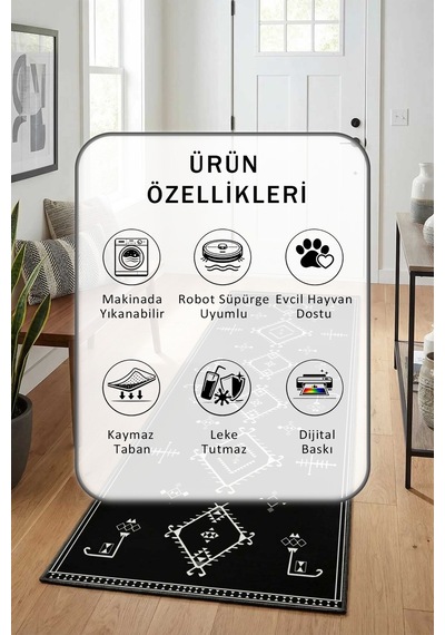 Kleopatra Byz Syh Yıkanabilir Yolluk Siyah