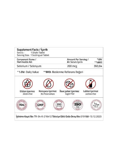 Selenium 200 Mcg 30 Sublingual Tablets