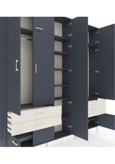 Arges Dolap 12 Raflı 4 Çekmeceli 2 Askılı 220x30x243 Antrasit-antrasit/aytaşı Antrasıt/aytası Arges Dolap 12 Raflı 4 Çekmeceli 2 Askılı 220x30x243 Antrasit-antrasit/aytaşı Antrasıt/aytası