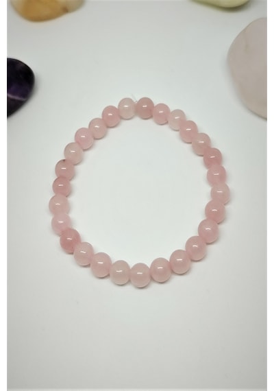 6 Mm Pembe Kuvars Doğal Taş Bileklik Çok Renkli