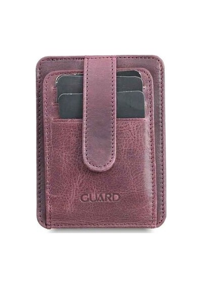 Guard Dikey Crazy Bordo Hakiki Deri Kartlık Erkek / Kadın P5171 Bordo