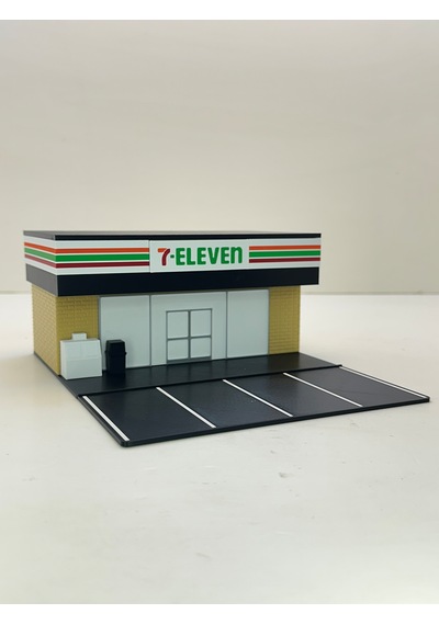 3d Baskı 1/64 Ölçekli 7 Eleven Bina Tasarımlı Diorama Araç Sergileme Garajı