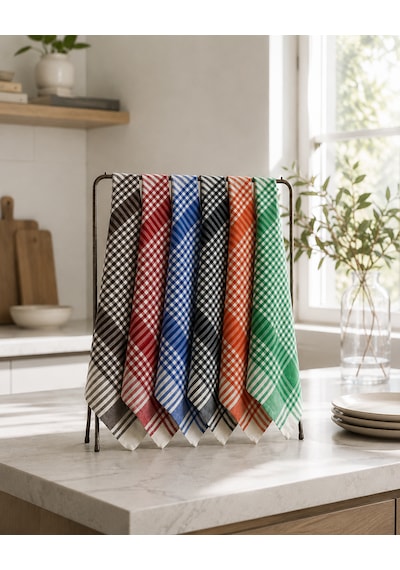 Pötikareli 6 Lı Alman Peçetesi Mutfak Havlusu Kurulama Bezi Beslenme Örtüsü Dekoratif 50x70 Cm Çok Renkli