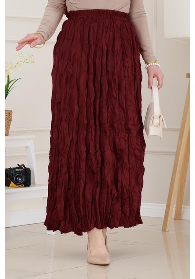 Sevitli Beli Lastikli Kraş Etek-bordo-4974 Bordo