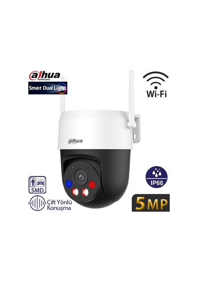 Dahua Ipc-pt1539da1-sw-pv 5mp 4mm Dahili Mik Ve Hoparlör Ip66 Wıfı Pan-tilt Kamera