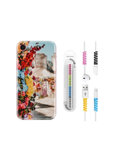 Apple Uyumlu iPhone XR Kılıf Kablo Koruyuculu Gerçek Çiçekler 1743