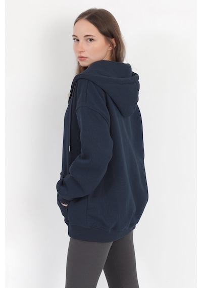 Giysa Kadın Indigo Fermuarlı Şardonlu Kapüşonlu Oversize Sweatshirt - 9015 - 264401 Indigo Giysa Kadın Indigo Fermuarlı Şardonlu Kapüşonlu Oversize Sweatshirt - 9015 - 264401 Indigo