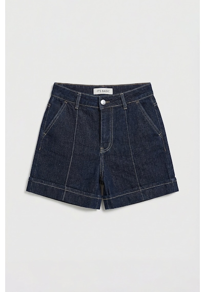 it's basic Kadın İndigo Selvedge 7s6-50 Straight Fit Relax Denim Şort