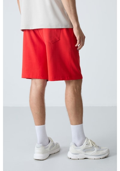 Air Jones Tommy Life Fiesta Pamuklu Kalın Yumuşak Dokulu Standart Fit Basic Erkek Şort - 81275 Kırmızı