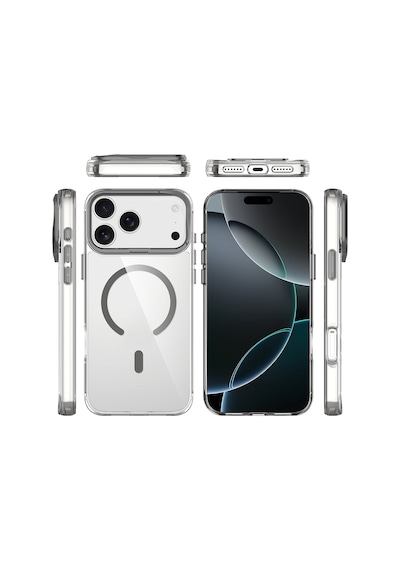 Apple Uyumlu iPhone 17 Pro Max Kılıf M-safe Şarj Özellikli Airbagli Kamera Standlı Zore Azor Kapak - Lacivert Lacivert