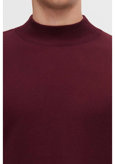 D's Damat Ds Damat Regular Fit Bordo Pamuk Karışımlı Yarım Balıkçı Triko Kazak 5hf06ort16275 Bordo