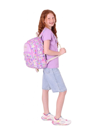 Kaukko Kids Kız Çocuk Lila - Pullu Sweet Desenli Dört Gözlü Okul Sırt Çantası - L5215 Lila