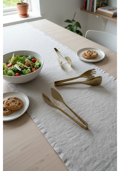 Akayev Aurea 3lü Altın Kaplama Çelik Pasta Salata Makarna Maşa Takımı Gold