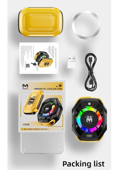 Memo Cx12 Telefon Soğutucu Fan Powerbanklı Radyatörü Magsafe Rgb