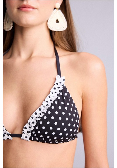 Defacto Regular Fıt Puantiyeli Siyah Bikini Üstü G4000ax26smbk81 Siyah-bk81