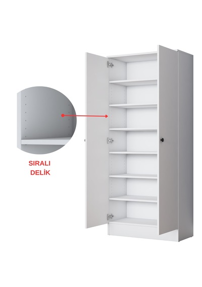 Rani Ea151 Modern Portmanto Raflı Askılı Ayakkabılık Vestiyer Beyaz