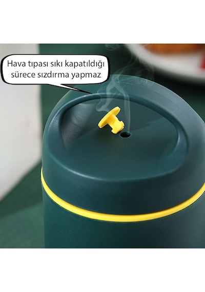 304 Çelik 510 ml Taşınabilir Yemek Mama Saklama Kabı (Sıcak Tutmaz) cin415ys Yeşil