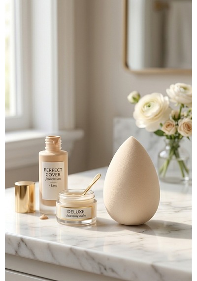Makyaj Süngeri Krem Beauty Blender Fondöten Ve Kapatıcı Uygulama Süngeri, 6 Cm