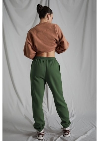 Madmext Kadın Haki Beli Lastikli Oversize Eşofman Altı Mg1235 Haki