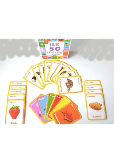 Ilk 50 Sözcük Flash Cards Eğitici Kartlar Çocuk Eğitim