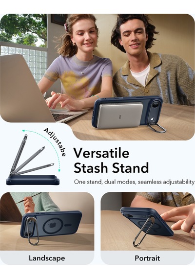 Esr Apple Uyumlu iPhone 17 Air Classic Hybrid Magsafe Standlı Kılıf - Kamera Kontrol Buton - Buzlu Mavi Buzlu Mavi