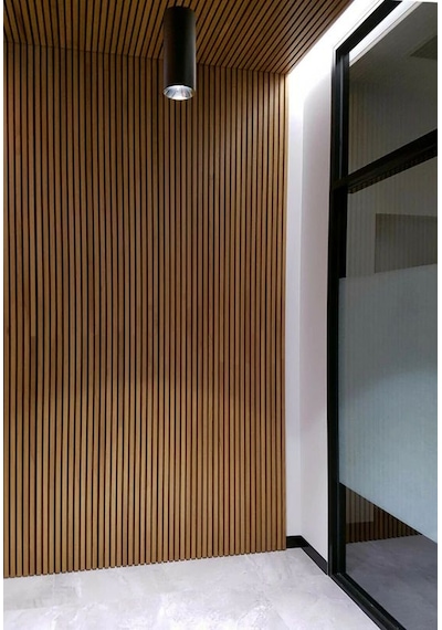 Keçeli Dekoratif Akustik Ahşap Panel Bambu Renk 60x240cm .