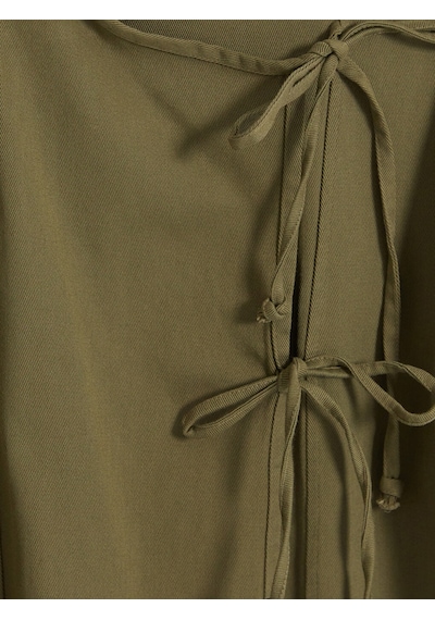 Lcw Modest Haki Kruvaze Yaka Bağcıklı Kadın Kimono