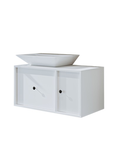 Gusto Ayaksız Lavabolu Mdf 90 Cm Çekmeceli Banyo Dolabı Beyaz Mat Beyaz
