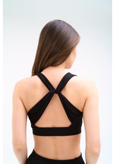 Normal People Runı - Spor Bra Şeftali Dokulu Peach Skin Kumaş Siyah