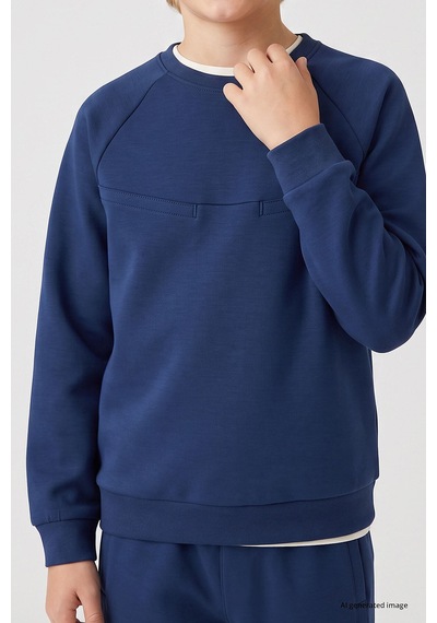 TOMMYLIFE Parlament Standart Fit Basic Dikiş Detaylı Erkek Çocuk Eşofman Takım - 11325 Parlement Mavisi