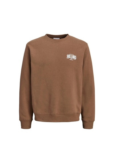 Jack & Jones Jack&jones 12298492 Jjaero Sweat Crew Neck Cocoa Erkek Sweatshirt Kahve