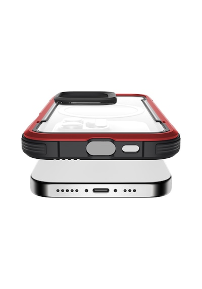 Apple Uyumlu iPhone 16 Kılıf Magsafe Şarj Özellikli Airbagli Raptic Shield Serisi Şeffaf Arka Yüzey Kapak Kırmızı