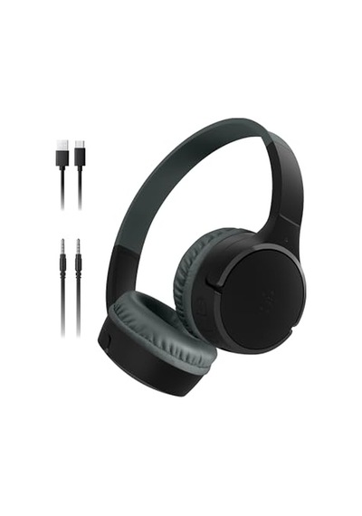 Soundform Mini Çocuk Kablosuz Kulaklık Siyah Dahili Mikrofon, 30 Saat Çalma, Eğlenceli Çıkartmalar, Apple iPhone Uyumlu,