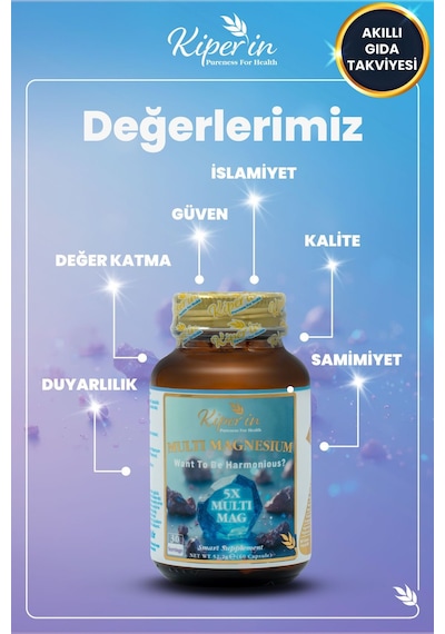 Kiper'in Magnezyum Multi 5X Çoklu Magnezyum Akıllı Gıda Takviyesi 60 Kapsül