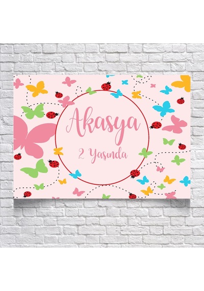 Kelebek Temalı Doğum Günü Afişi 70x100 Cm
