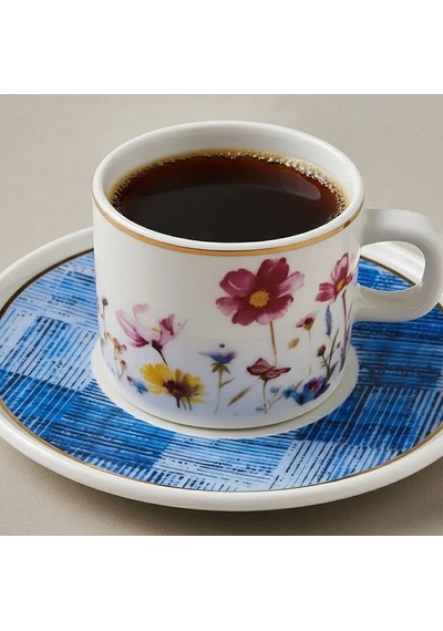 Güral Porselen Mental 4 Parça Çay Fincan Takımı 6709 Mavi Mavi