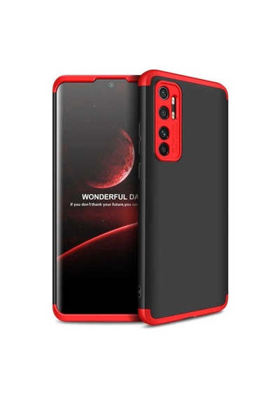 Xiaomi Mi Note 10 Lite Kılıf Zore Ays Kapak Siyah-Kırmızı