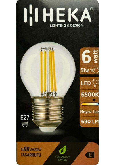 4 Adet Heka 6w 51w 6500k Beyaz Işık E27 Duylu Şeffaf Led Ampul Heka
