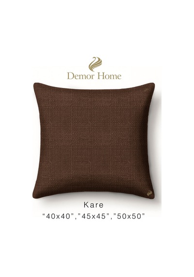 Br Demor Home Keten Dokulu Kahverengi Kırlent Yastık Kılıfı