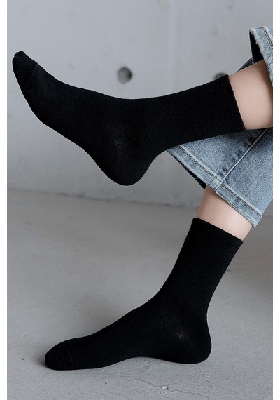 Socks Stores Çorap Erkek Kadın 6'lı Soket Çorap Desenli Uzun Çorap Siyah