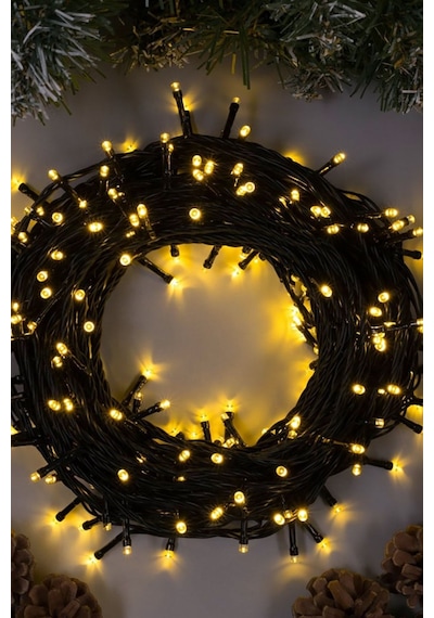 Led Işık -siyah Kablolu Günışığı - 10 Mt - Fonksiyonlu - Dekoratif , Teras,salon Süsleme,yılbaşı Süs Sarı