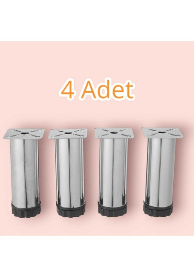 Ayarlanabilir Koltuk, Baza, Kanepe Destek Yükseltici Ayağı 10 Cm Krom Ayak 4 Adet Gümüş Diğer