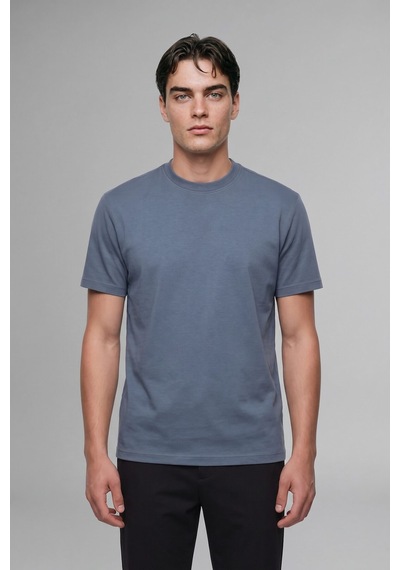 Defacto Kırışmaz Oversize Bisiklet Yaka Basic Kısa Kollu Tişört B6494ax26auın13 İndigo-ın13