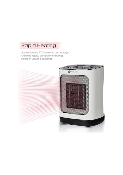Puremate Seramik Fanlı Isıtıcı, 2 Isıtma Ayarlı 1800w Taşınabilir Elektrikli Isıtıcı