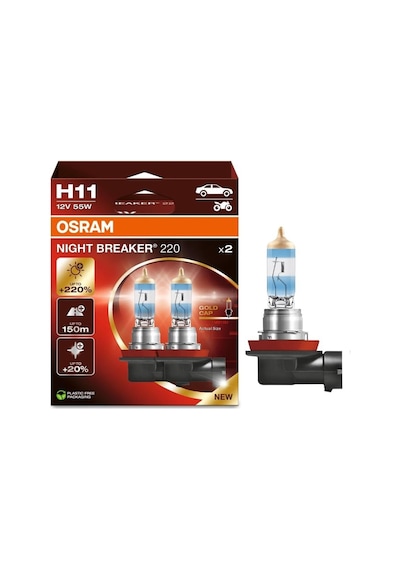 Osram 12v H11 Ampul 55w +%220 Fazla Işık Nıght Breaker 200 2 Ad